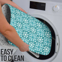 Cyan Palaka Quilt Hawaii Bathroom Set Hawaiian Tropical Monstera Sea Turtle LT14 - Polynesian Pride