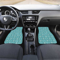 Cyan Palaka Quilt Hawaii Car Mats Hawaiian Tropical Monstera Sea Turtle