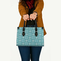 Cyan Palaka Quilt Hawaii Leather Bag Hawaiian Tropical Monstera Sea Turtle