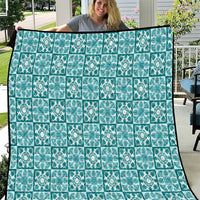 Cyan Palaka Quilt Hawaii Quilt Hawaiian Tropical Monstera Sea Turtle