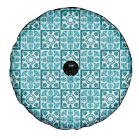 Cyan Palaka Quilt Hawaii Spare Tire Cover Hawaiian Tropical Monstera Sea Turtle LT14 - Polynesian Pride