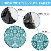 Cyan Palaka Quilt Hawaii Spare Tire Cover Hawaiian Tropical Monstera Sea Turtle LT14 - Polynesian Pride