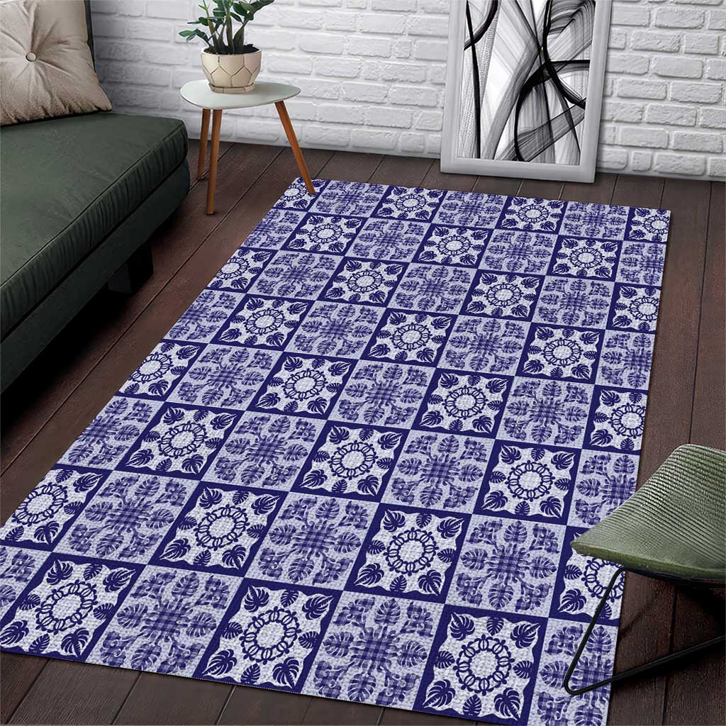 Polu Palaka Quilt Hawaii Area Rug Hawaiian Tropical Monstera Sea Turtle