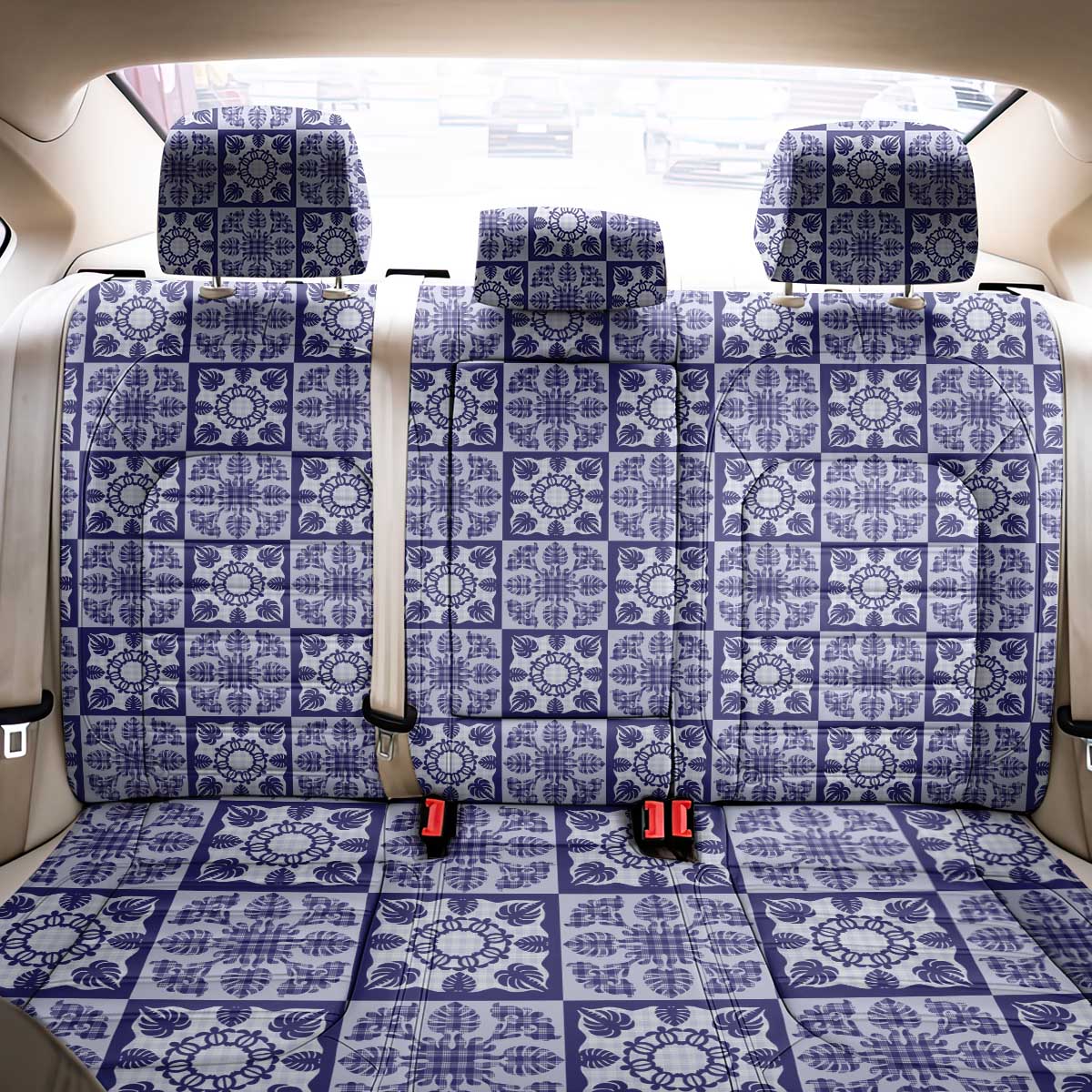 Polu Palaka Quilt Hawaii Back Car Seat Cover Hawaiian Tropical Monstera Sea Turtle