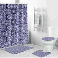 Polu Palaka Quilt Hawaii Bathroom Set Hawaiian Tropical Monstera Sea Turtle LT14 Bathroom Set (4 pcs) Blue - Polynesian Pride