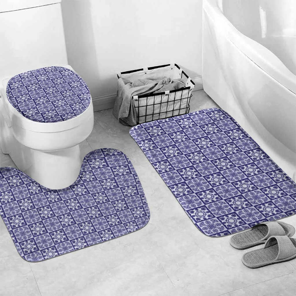 Polu Palaka Quilt Hawaii Bathroom Set Hawaiian Tropical Monstera Sea Turtle LT14 Mat Set Only (3 pcs) One Size Blue - Polynesian Pride