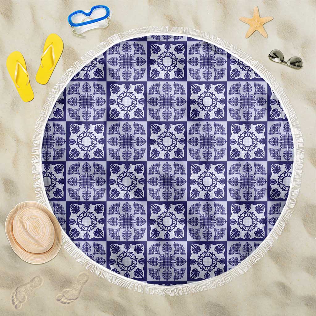 Polu Palaka Quilt Hawaii Beach Blanket Hawaiian Tropical Monstera Sea Turtle LT14 One Size 150cm Blue - Polynesian Pride
