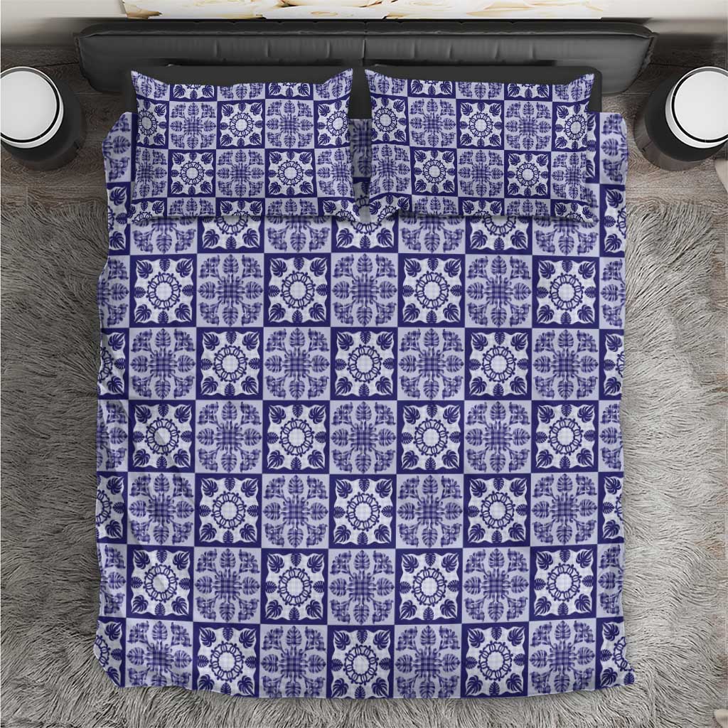 Polu Palaka Quilt Hawaii Bedding Set Hawaiian Tropical Monstera Sea Turtle LT14 Blue - Polynesian Pride