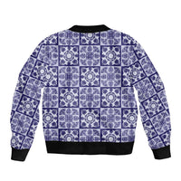 Polu Palaka Quilt Hawaii Bomber Jacket Hawaiian Tropical Monstera Sea Turtle