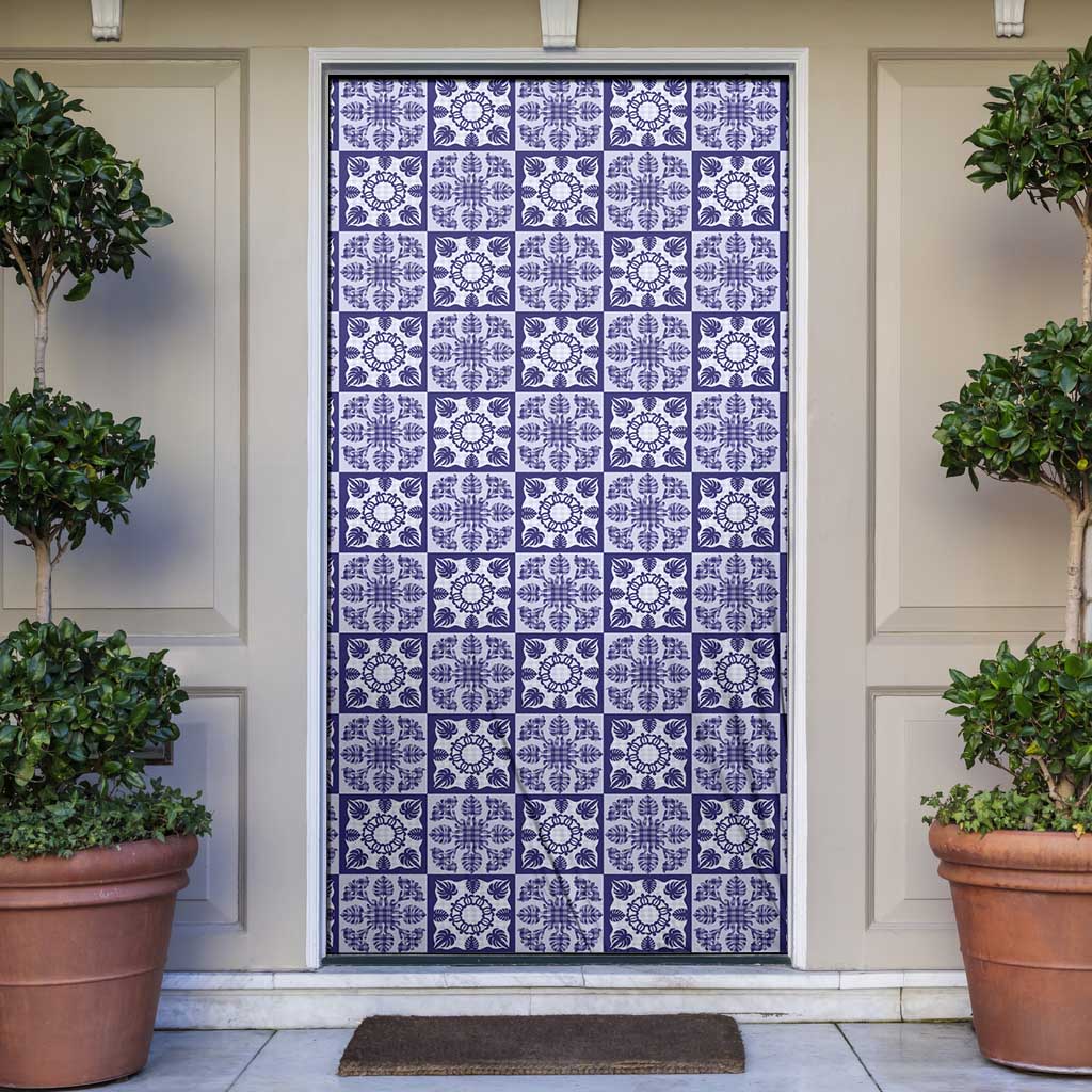 Polu Palaka Quilt Hawaii Door Cover Hawaiian Tropical Monstera Sea Turtle LT14 Blue - Polynesian Pride