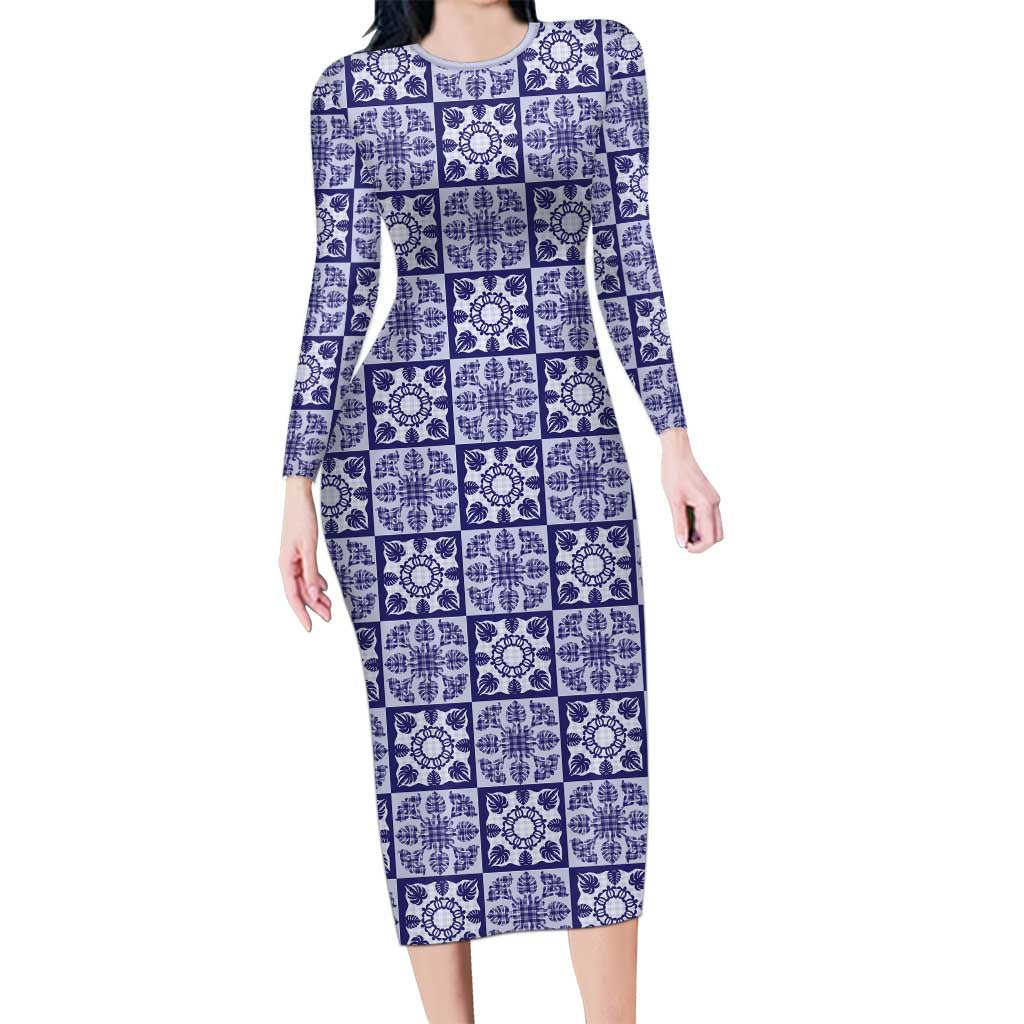 Polu Palaka Quilt Hawaii Family Matching Long Sleeve Bodycon Dress and Hawaiian Shirt Hawaiian Tropical Monstera Sea Turtle