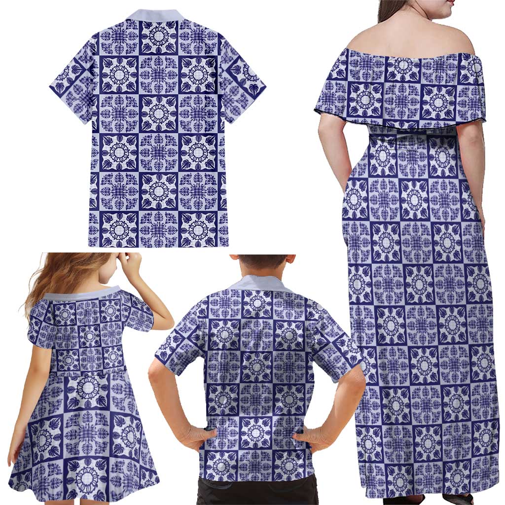 Polu Palaka Quilt Hawaii Family Matching Off Shoulder Maxi Dress and Hawaiian Shirt Hawaiian Tropical Monstera Sea Turtle