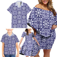 Polu Palaka Quilt Hawaii Family Matching Off Shoulder Short Dress and Hawaiian Shirt Hawaiian Tropical Monstera Sea Turtle