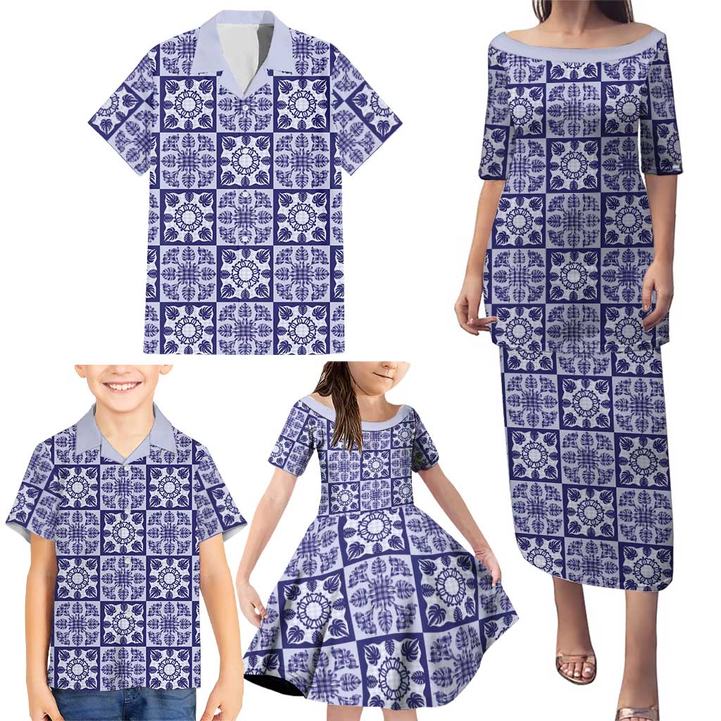 Polu Palaka Quilt Hawaii Family Matching Puletasi and Hawaiian Shirt Hawaiian Tropical Monstera Sea Turtle