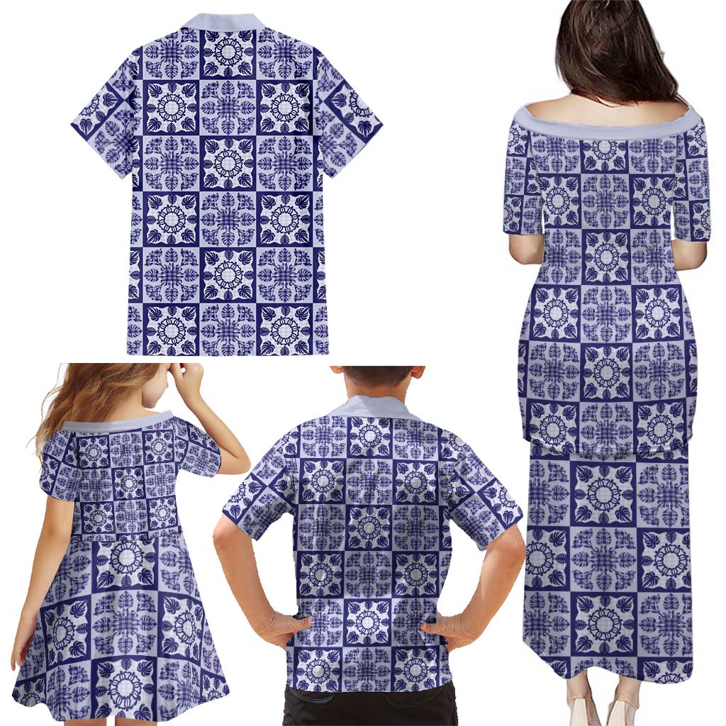 Polu Palaka Quilt Hawaii Family Matching Puletasi and Hawaiian Shirt Hawaiian Tropical Monstera Sea Turtle