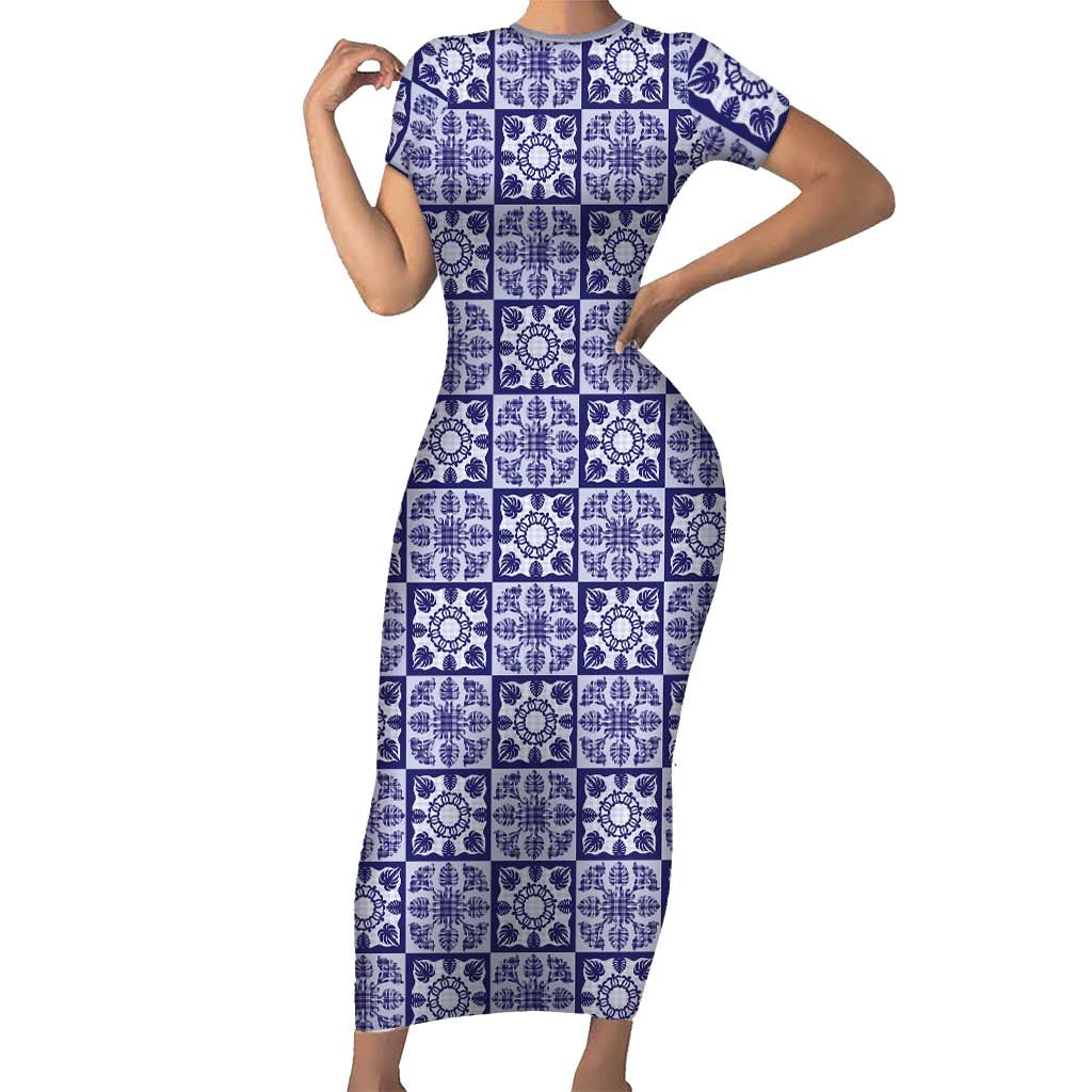 Polu Palaka Quilt Hawaii Family Matching Short Sleeve Bodycon Dress and Hawaiian Shirt Hawaiian Tropical Monstera Sea Turtle