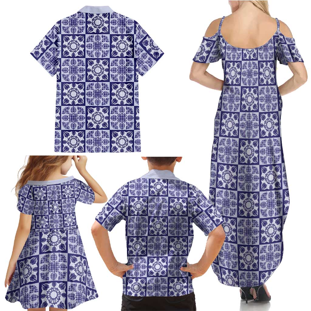Polu Palaka Quilt Hawaii Family Matching Summer Maxi Dress and Hawaiian Shirt Hawaiian Tropical Monstera Sea Turtle