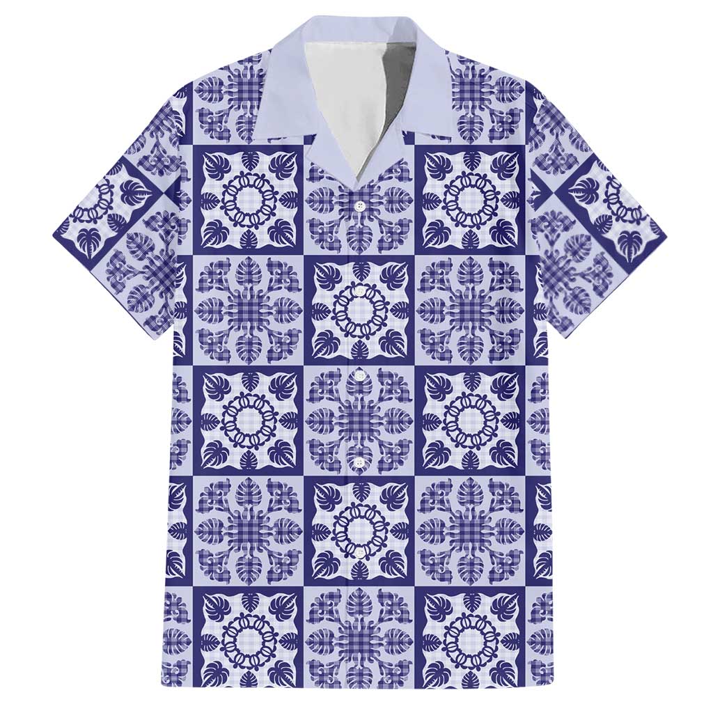 Polu Palaka Quilt Hawaii Hawaiian Shirt Hawaiian Tropical Monstera Sea Turtle LT14 Blue - Polynesian Pride