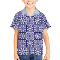 Polu Palaka Quilt Hawaii Kid Hawaiian Shirt Hawaiian Tropical Monstera Sea Turtle LT14 Kid Blue - Polynesian Pride