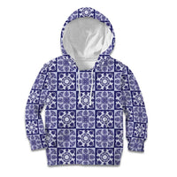 Polu Palaka Quilt Hawaii Kid Hoodie Hawaiian Tropical Monstera Sea Turtle LT14 Hoodie Blue - Polynesian Pride