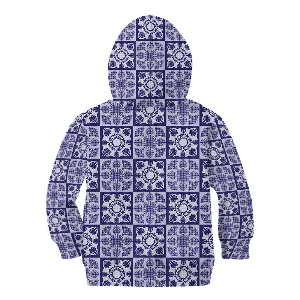 Polu Palaka Quilt Hawaii Kid Hoodie Hawaiian Tropical Monstera Sea Turtle LT14 - Polynesian Pride
