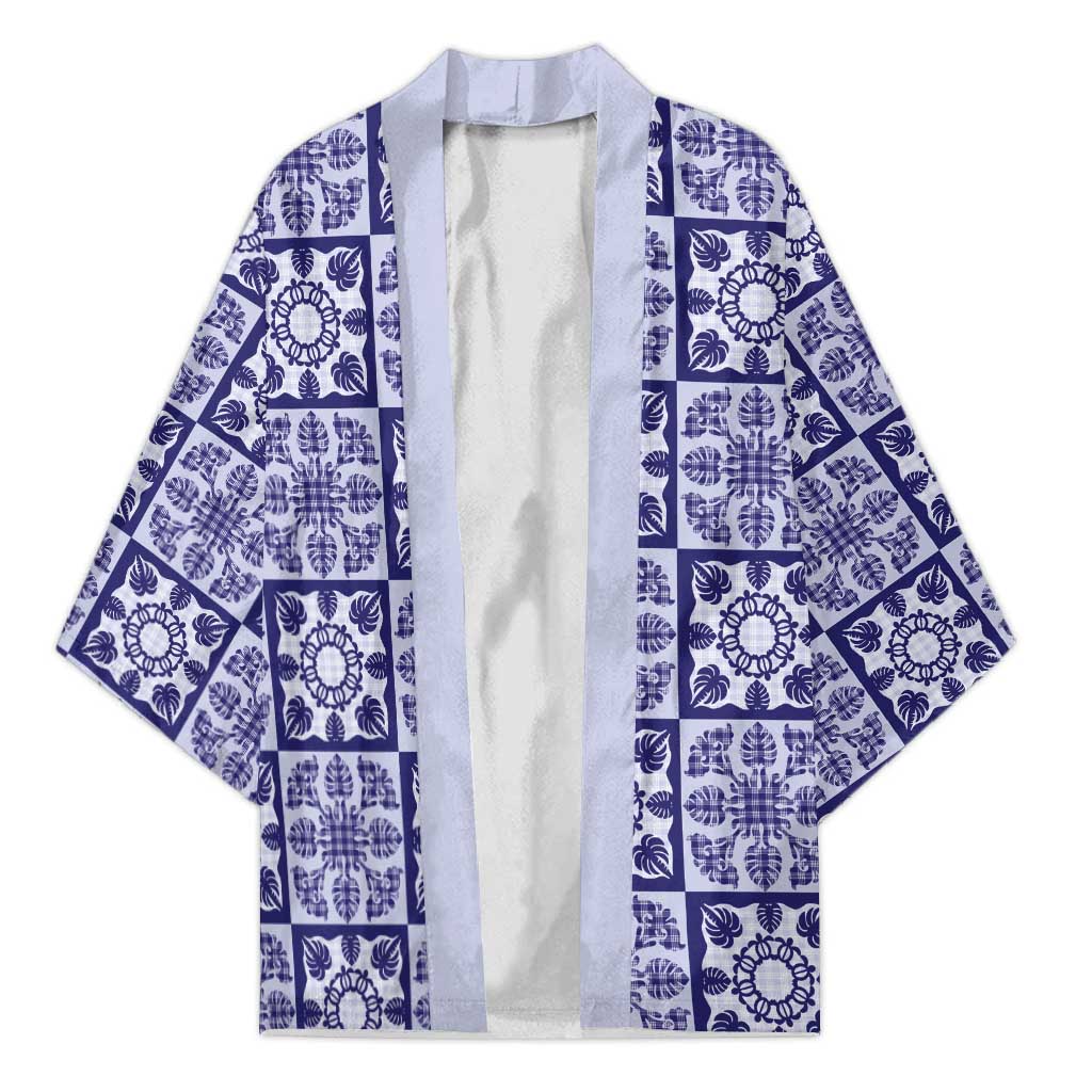 Polu Palaka Quilt Hawaii Kimono Hawaiian Tropical Monstera Sea Turtle LT14 Unisex Blue - Polynesian Pride