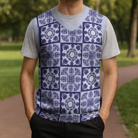 Polu Palaka Quilt Hawaii Christmas Knitted V-Neck Vest Hawaiian Tropical Monstera Sea Turtle LT14 - Polynesian Pride