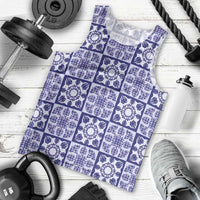 Polu Palaka Quilt Hawaii Men Tank Top Hawaiian Tropical Monstera Sea Turtle