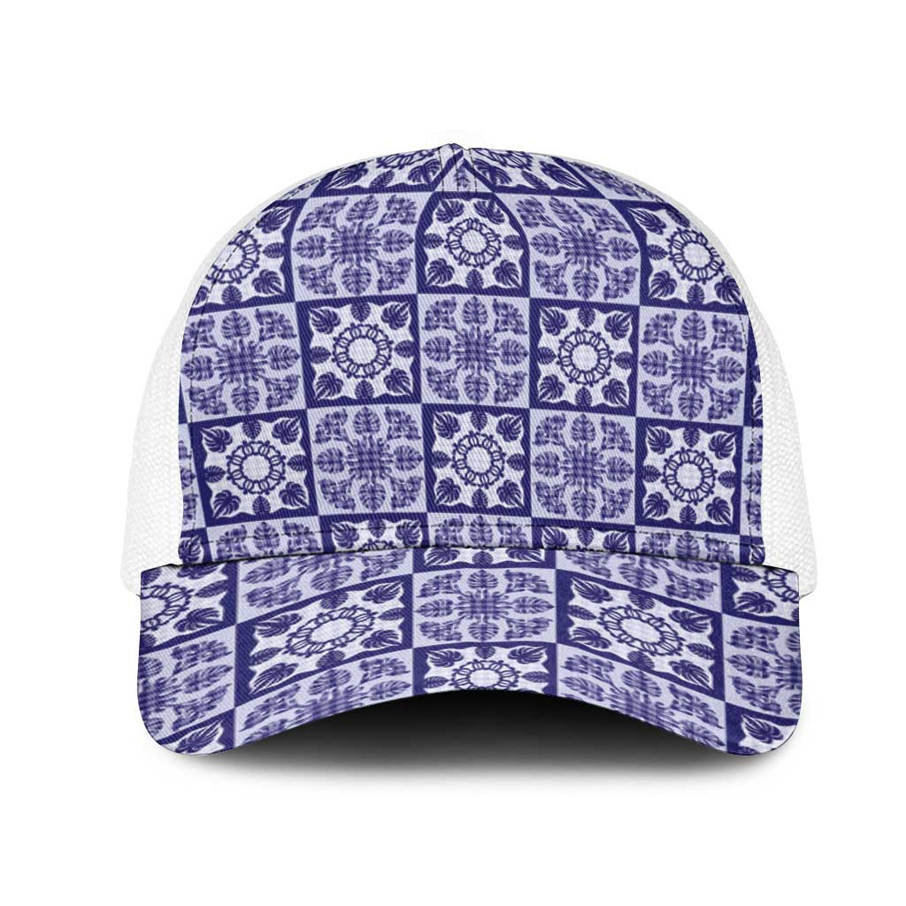 Polu Palaka Quilt Hawaii Mesh Trucker Cap Hawaiian Tropical Monstera Sea Turtle