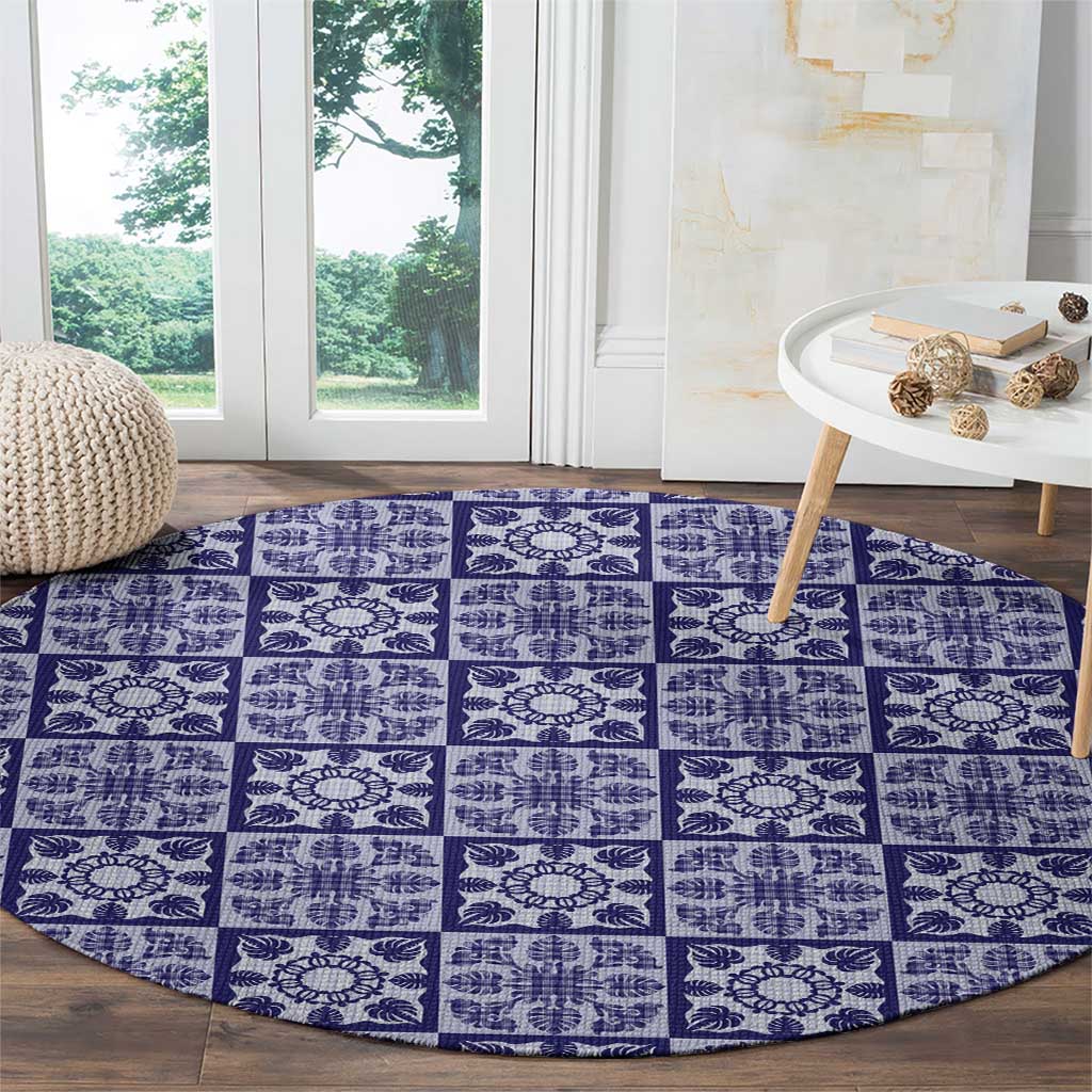 Polu Palaka Quilt Hawaii Round Carpet Hawaiian Tropical Monstera Sea Turtle