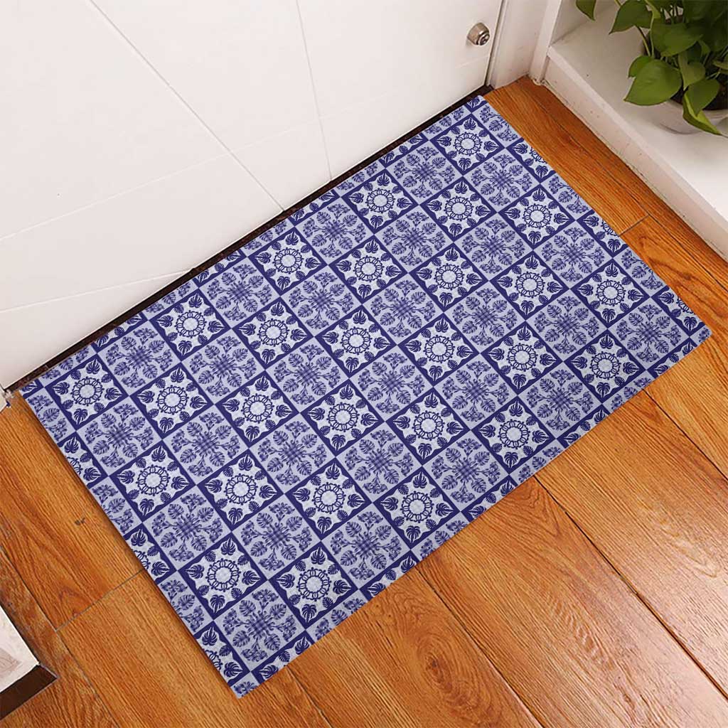 Polu Palaka Quilt Hawaii Rubber Doormat Hawaiian Tropical Monstera Sea Turtle