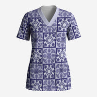 Polu Palaka Quilt Hawaii Scrub Top Hawaiian Tropical Monstera Sea Turtle LT14 Adult Blue - Polynesian Pride