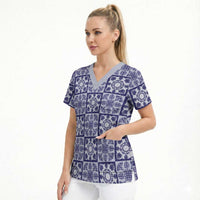Polu Palaka Quilt Hawaii Scrub Top Hawaiian Tropical Monstera Sea Turtle LT14 - Polynesian Pride