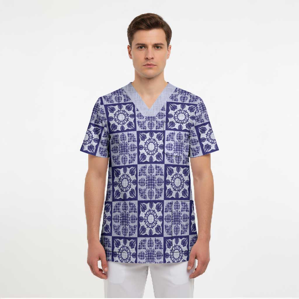 Polu Palaka Quilt Hawaii Scrub Top Hawaiian Tropical Monstera Sea Turtle LT14 - Polynesian Pride