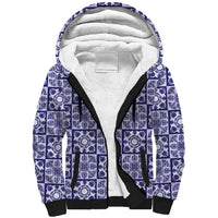 Polu Palaka Quilt Hawaii Sherpa Hoodie Hawaiian Tropical Monstera Sea Turtle