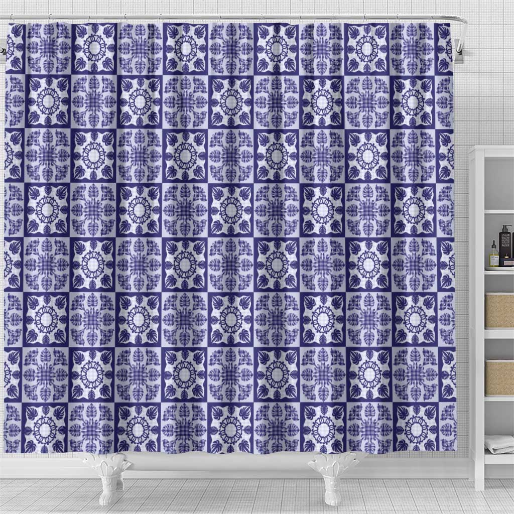 Polu Palaka Quilt Hawaii Shower Curtain Hawaiian Tropical Monstera Sea Turtle