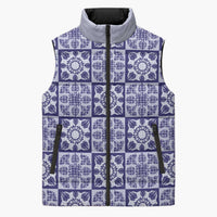 Polu Palaka Quilt Hawaii Sleeveless Puffer Jacket Hawaiian Tropical Monstera Sea Turtle LT14 Unisex Blue - Polynesian Pride
