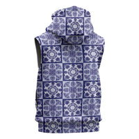 Polu Palaka Quilt Hawaii Sleeveless Zip Hoodie Hawaiian Tropical Monstera Sea Turtle