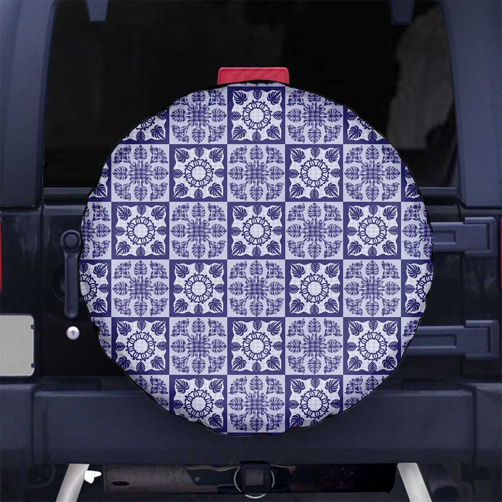 Polu Palaka Quilt Hawaii Spare Tire Cover Hawaiian Tropical Monstera Sea Turtle LT14 No hole Blue - Polynesian Pride