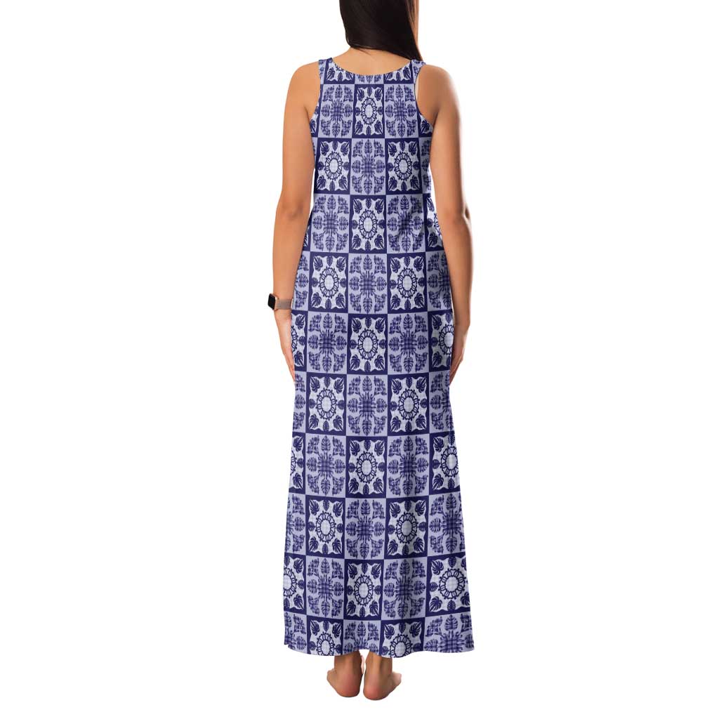 Polu Palaka Quilt Hawaii Tank Maxi Dress Hawaiian Tropical Monstera Sea Turtle LT14 - Polynesian Pride