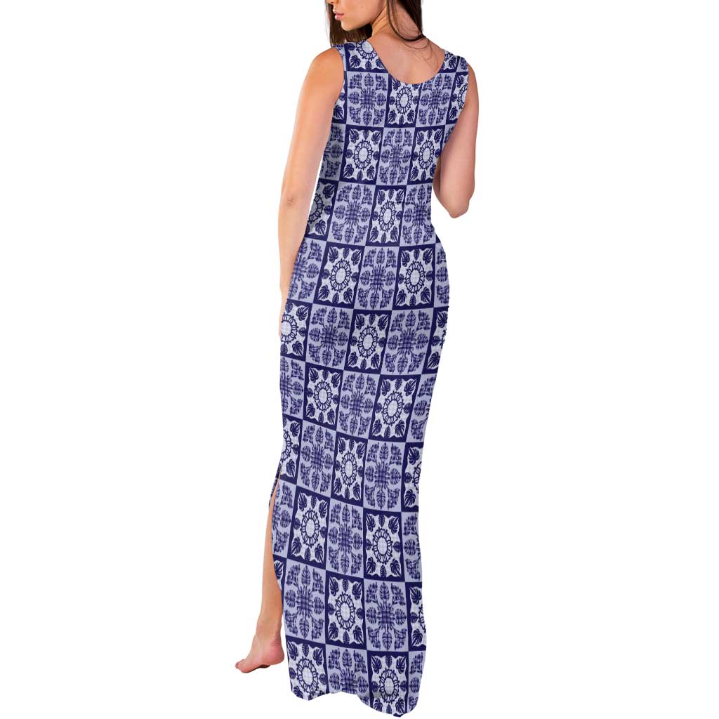 Polu Palaka Quilt Hawaii Tank Maxi Dress Hawaiian Tropical Monstera Sea Turtle LT14 - Polynesian Pride