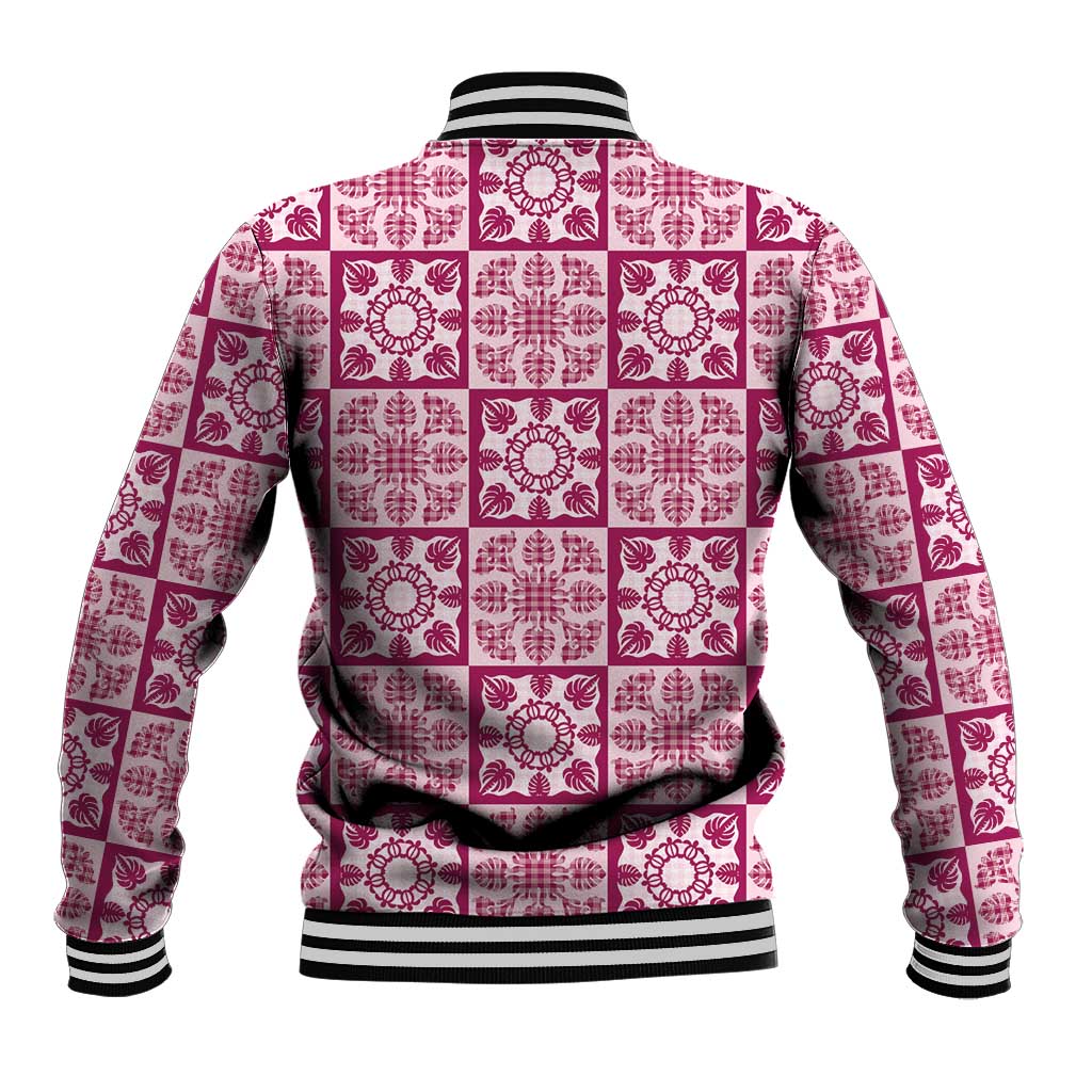 Akala Palaka Quilt Hawaii Baseball Jacket Hawaiian Tropical Monstera Sea Turtle