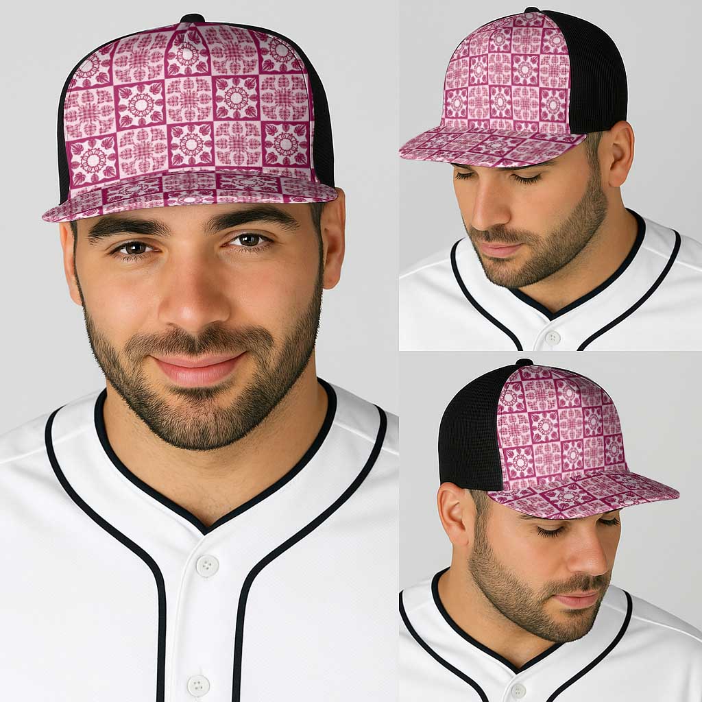 Akala Palaka Quilt Hawaii Baseball Net Cap Hawaiian Tropical Monstera Sea Turtle LT14 - Polynesian Pride