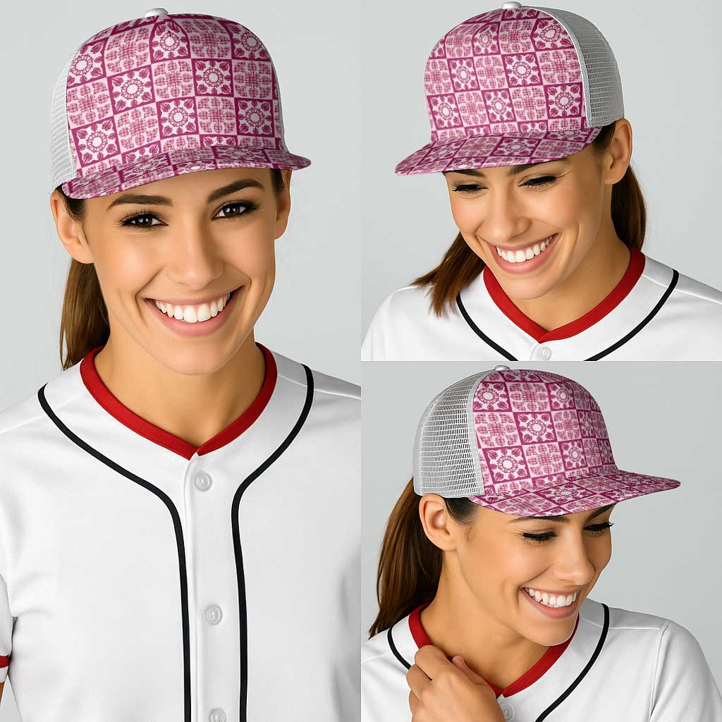 Akala Palaka Quilt Hawaii Baseball Net Cap Hawaiian Tropical Monstera Sea Turtle LT14 - Polynesian Pride