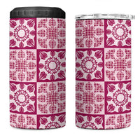 Akala Palaka Quilt Hawaii 4 in 1 Can Cooler Tumbler Hawaiian Tropical Monstera Sea Turtle