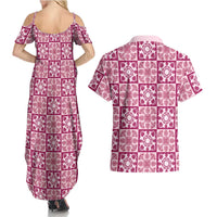 Akala Palaka Quilt Hawaii Couples Matching Summer Maxi Dress and Hawaiian Shirt Hawaiian Tropical Monstera Sea Turtle