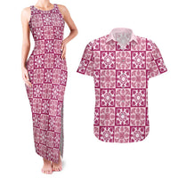 Akala Palaka Quilt Hawaii Couples Matching Tank Maxi Dress and Hawaiian Shirt Hawaiian Tropical Monstera Sea Turtle