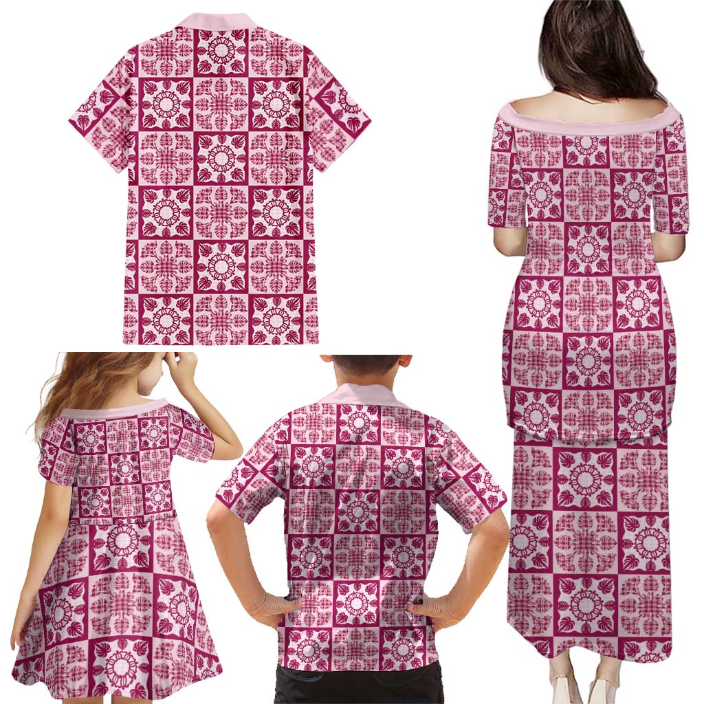 Akala Palaka Quilt Hawaii Family Matching Puletasi and Hawaiian Shirt Hawaiian Tropical Monstera Sea Turtle
