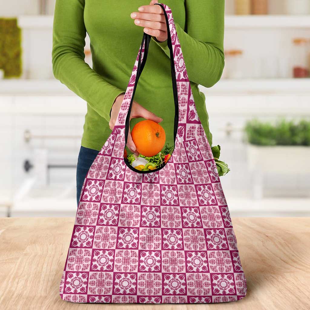 Akala Palaka Quilt Hawaii Grocery Bag Hawaiian Tropical Monstera Sea Turtle