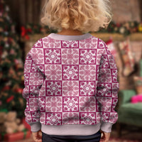 Akala Palaka Quilt Hawaii Kid Ugly Christmas Sweater Hawaiian Tropical Monstera Sea Turtle LT14 - Polynesian Pride